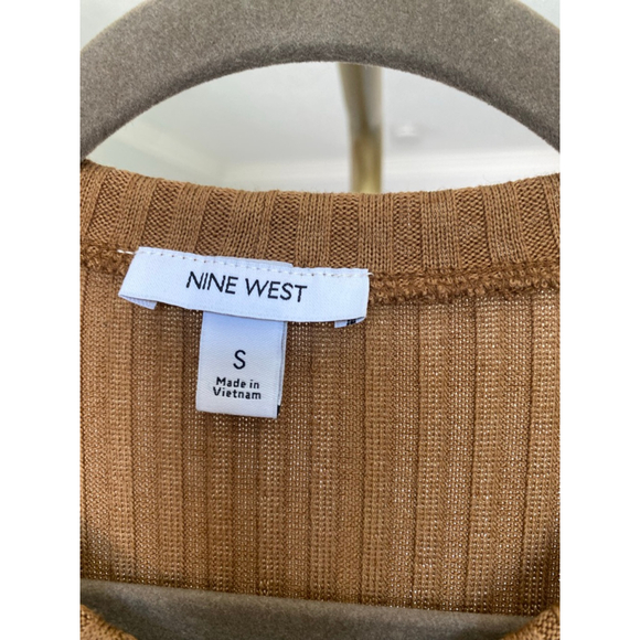 Nine West Ribbed Knit Midi Dress Tank Camel S Preppy Minimalist Resort Neutral - Picture 3 of 6